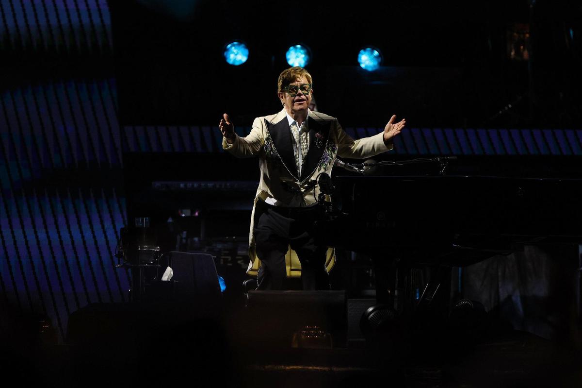 Elton John performs at Bank of America Stadium during his Farewell Yellow Brick Road tour on Sunday, September 18, 2022 in Charlotte, NC.