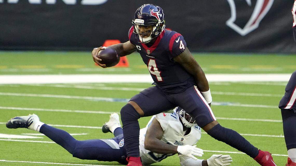 The Panthers were among the teams discussing a trade with the Houston Texans for quarterback Deshaun Watson (4), but Carolina wouldn’t give him a guaranteed contract.