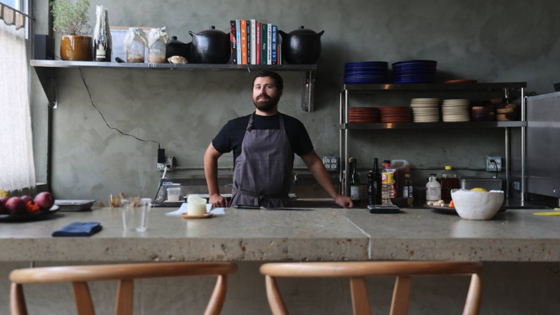 Chef Juan Camilo Liscano in the open kitchen of his restaurant Palma, located near the Miami River. The restaurant was added as a Recommended restaurant in January to the 2025 Michelin Guide.