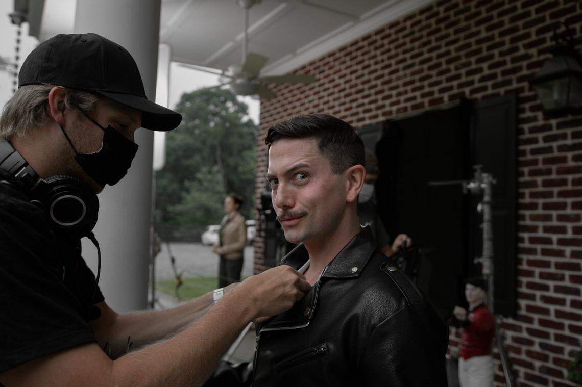 Jackson Rathbone, who played Jasper Hale in “The Twilight Saga” film series, gets ready for action outside of The Saddle Club at Seventeen Ninety-One in Mooresville.