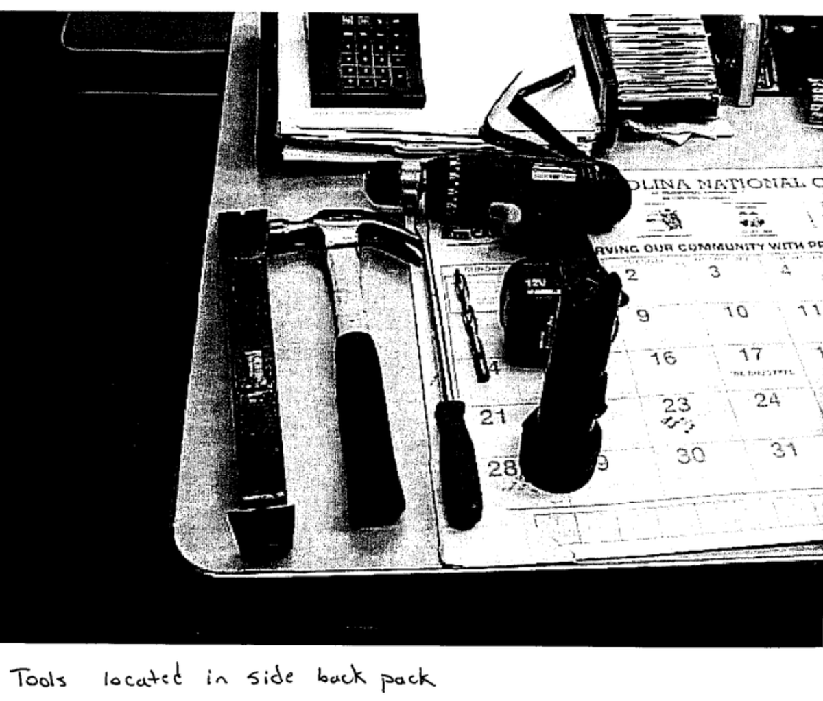Jeffrey Manchester used these tools to carve a hole into the roof of the Belmont McDonald’s he robbed.