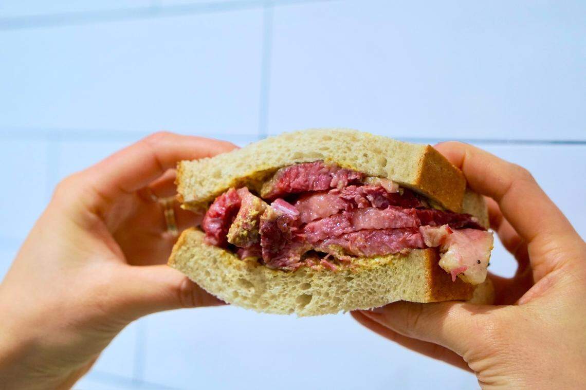 At Schreiber’s on Rye, The Lower East Side sandwich will come with with a half-pound of hot corned beef and deli mustard, served on seedless rye bread.