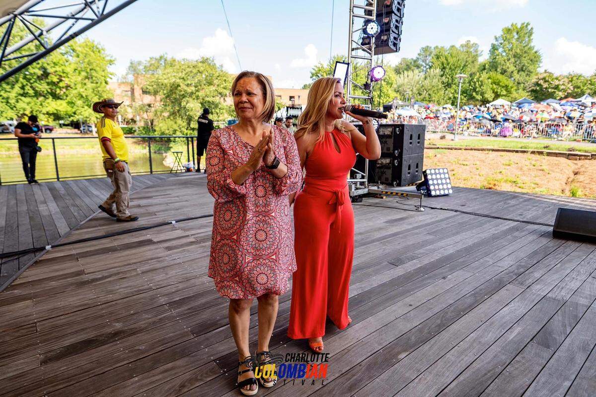 Festival Colombiano president Natalia Silva with Charlotte Mayor Vi Lyles, celebrating Colombian culture.