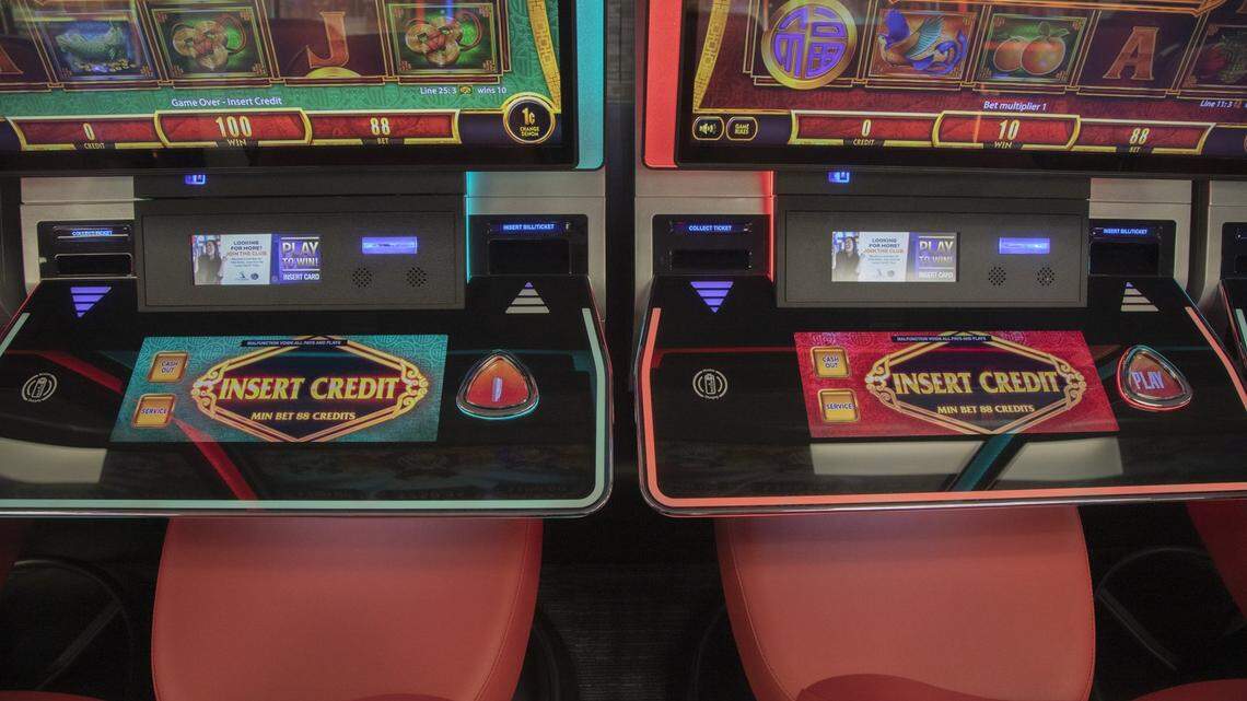 Slot Machines are seen during the opening day at Catawba Two Kings Casino on Thursday, July 1, 2021.