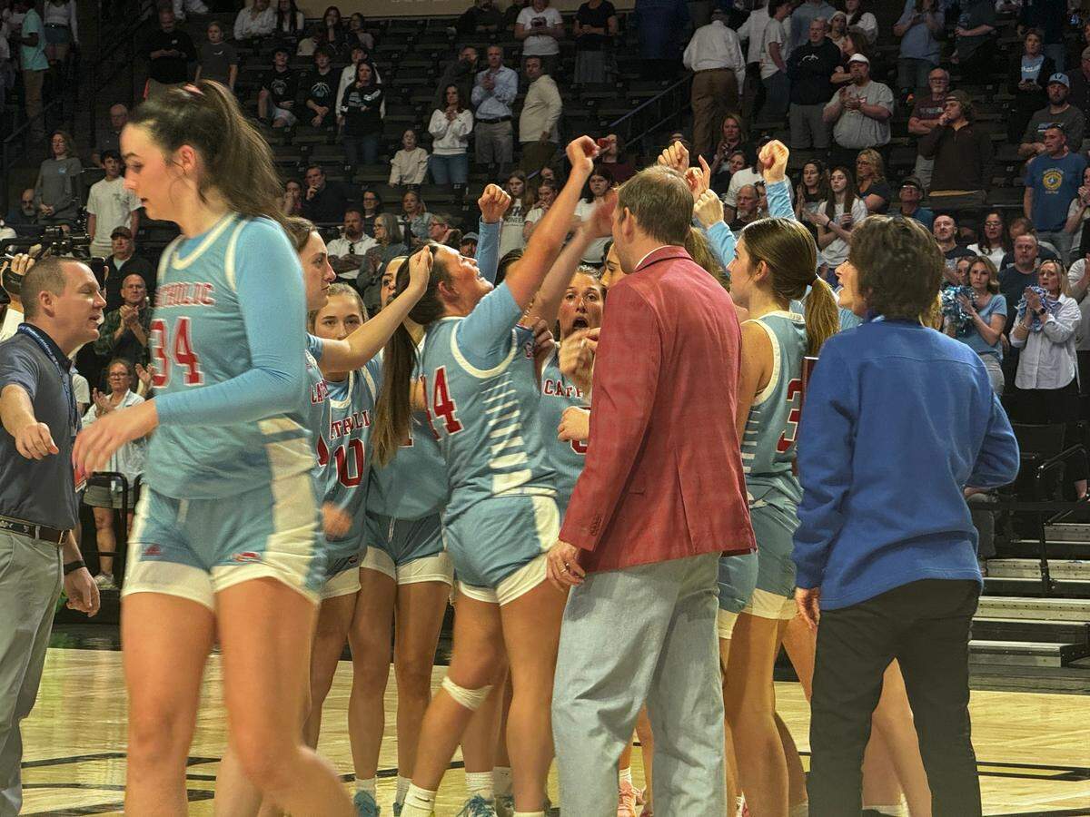 Charlotte Catholic celebrates winning the NCHSAA regional championship Friday