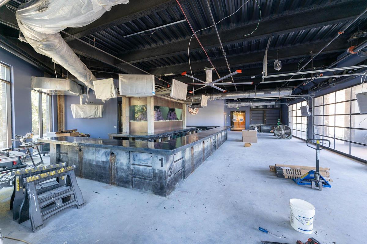 The new Rocket Pizza at 1213 Morehead St., features garage-style doors to open up the space.