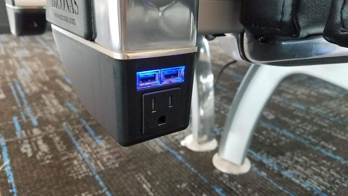 Every seat at Concourse A North has outlets to charge devices.