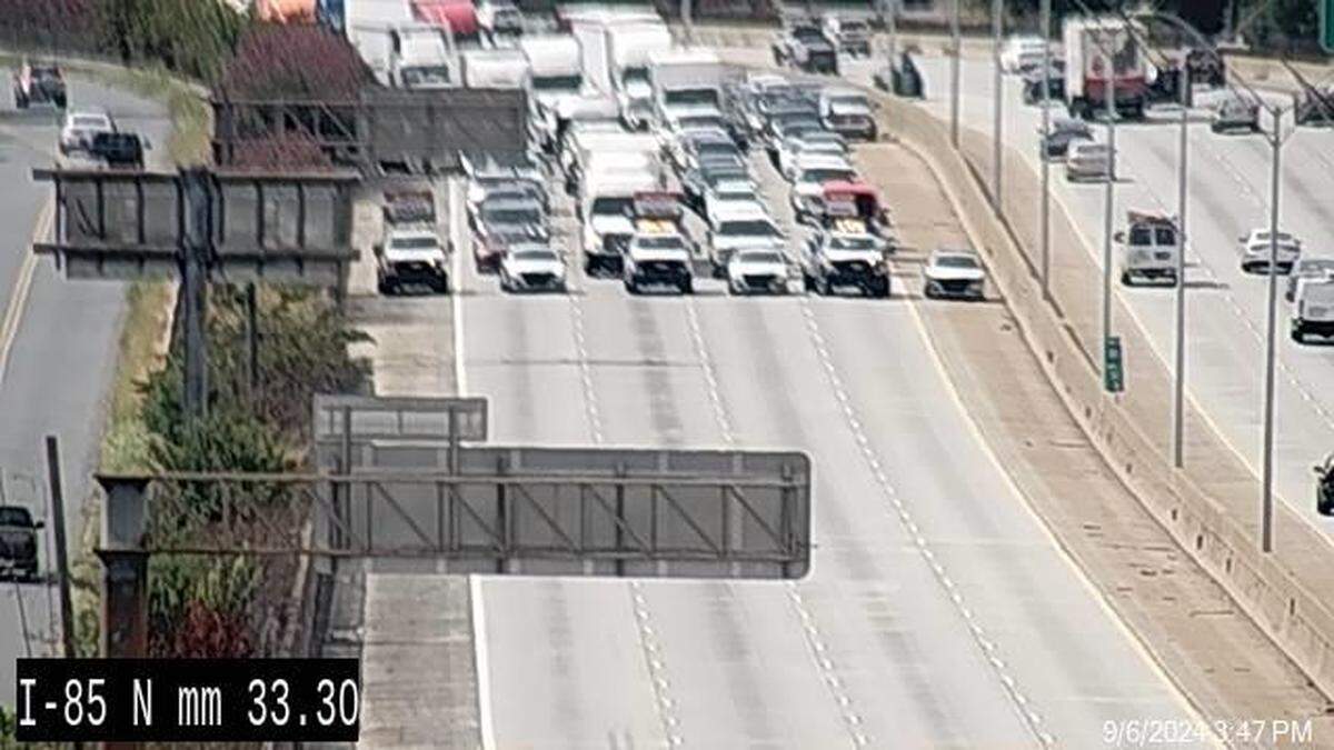 An N.C. Department of Transportation camera shows Interstate 85 at Billy Graham Parkway at 3:47 p.m. Friday, Sept. 6, 2024. Police said they would close two parts of the interstate for former President Donald Trump’s visit for a campaign event.