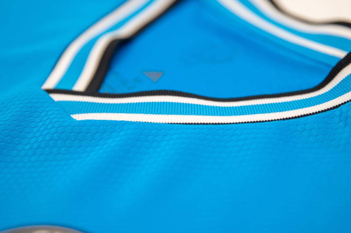 A detail of Charlotte FC’s inaugural Major League Soccer jersey that players will wear in 2022-23. The kits were revealed on Dec. 9 in Camp North End in Charlotte, N.C.