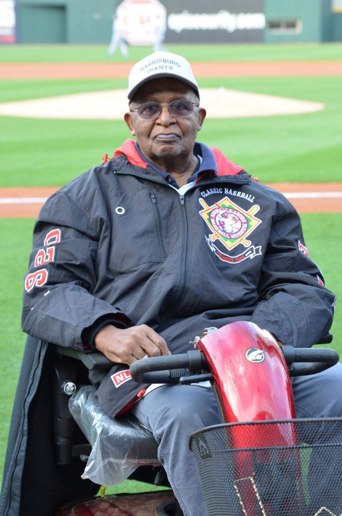 Former Negro Leagues player Eddie G.G. Burton attends an event at Truist Field with the Charlotte Knights in Charlotte, North Carolina.