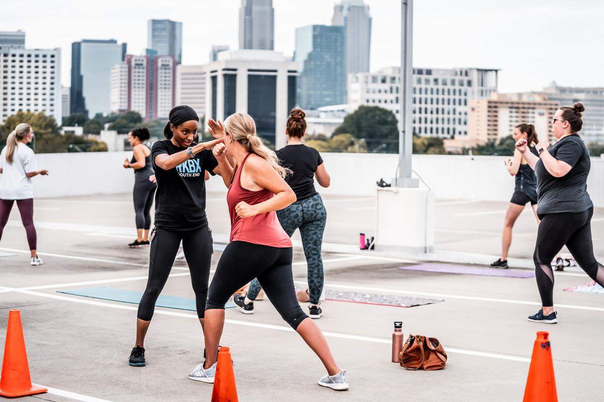 Through a membership with SweatNET, you can try different classes taught by local trainers, including a RockBox class, cycling and yoga at various locations around Charlotte.