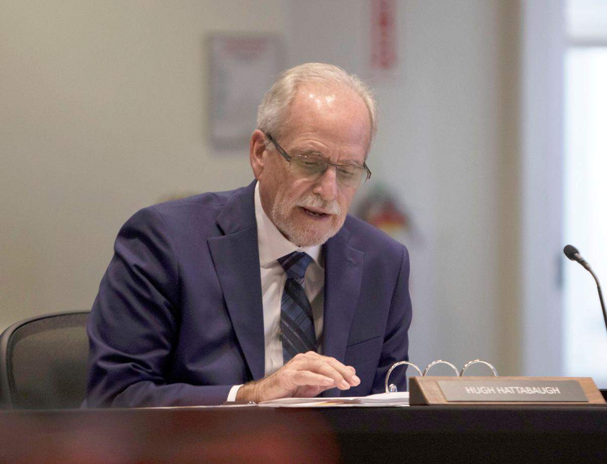 CMS Interim Superintendent Hugh Hattabaugh speaks during a Charlotte-Mecklenburg Board of Education meeting in Charlotte, N.C., on June 28, 2021.