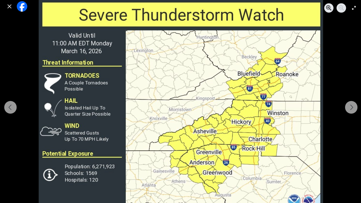 The Charlotte-Mecklenburg schools have decided to cancel classes on Monday, March 16, due a storm front crossing the Charlotte region.