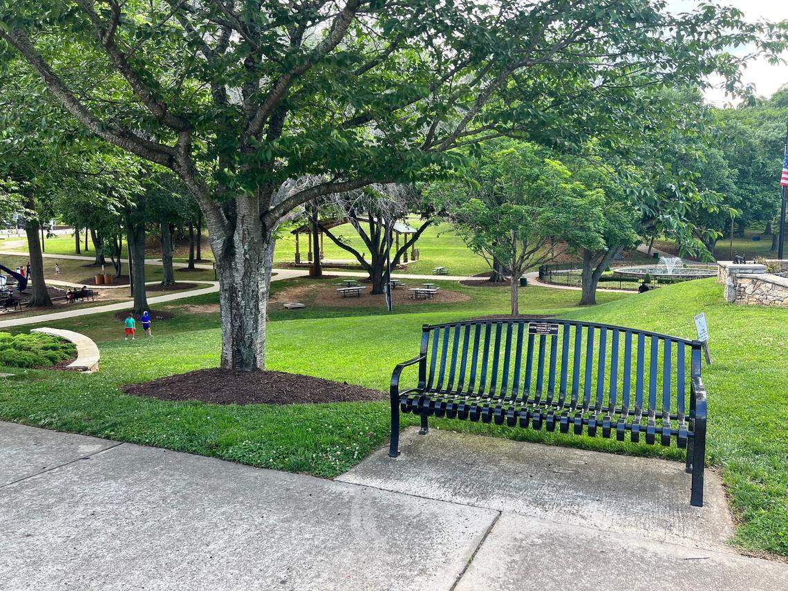 Stowe Park in downtown Belmont offers picnic tables, a picnic shelter, a pavilion, a walking path and a fountain that lights up at night.