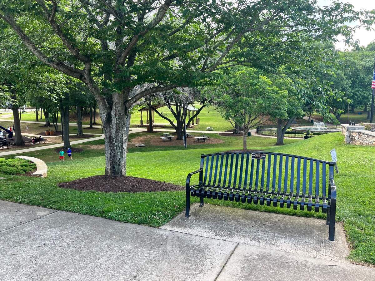 Stowe Park in downtown Belmont offers picnic tables, a picnic shelter, a pavilion, a walking path and a fountain that lights up at night.