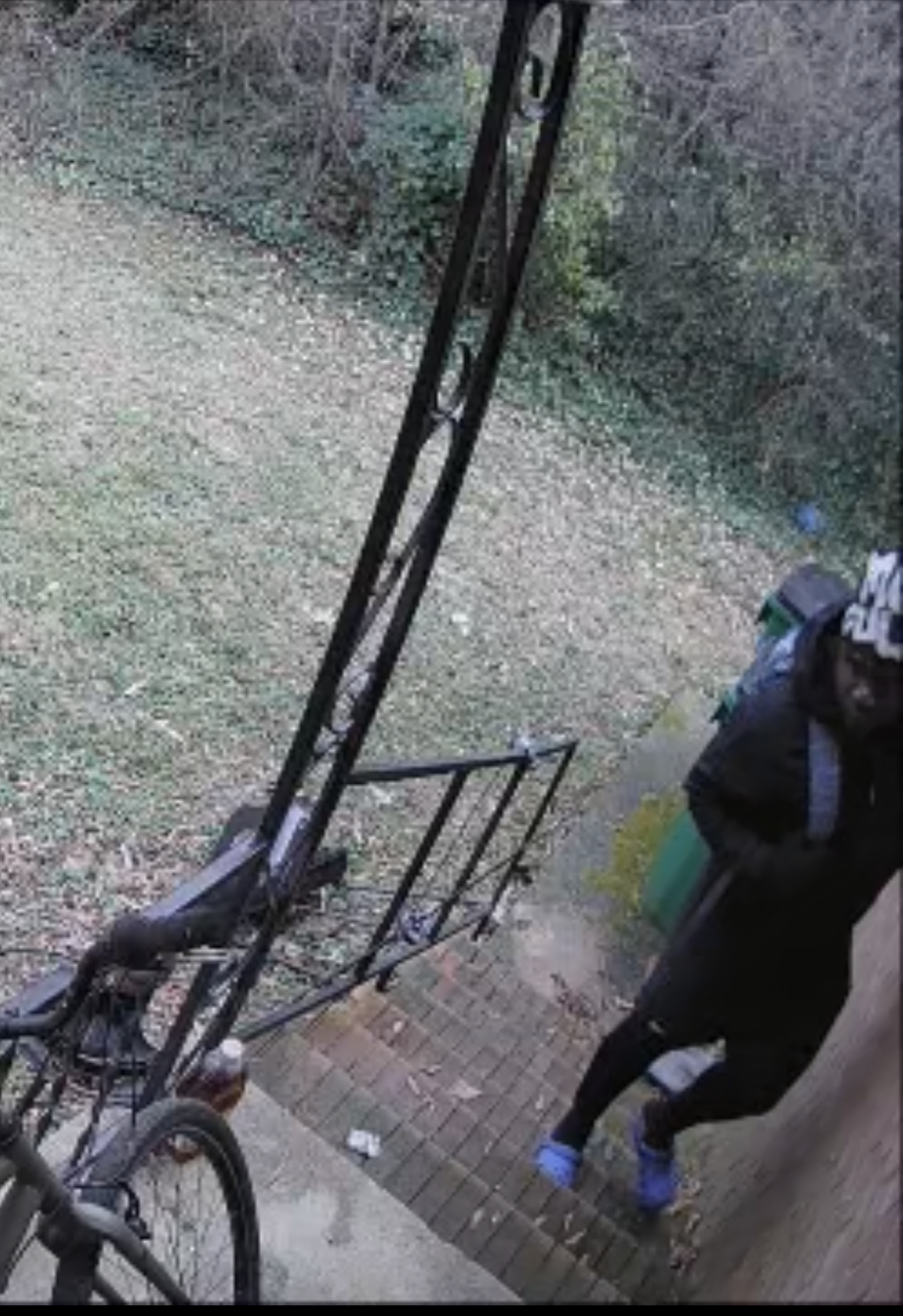 Footage of the burglar on the woman’s property on Dec. 17.
