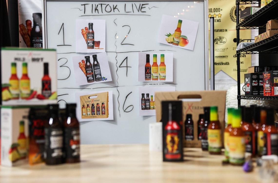 TikTok is one of the top avenues for selling Elijah’s Xtreme hot sauce, according to co-founder Elijah Morey, who goes live on the social media platform to promote the product and boost sales.