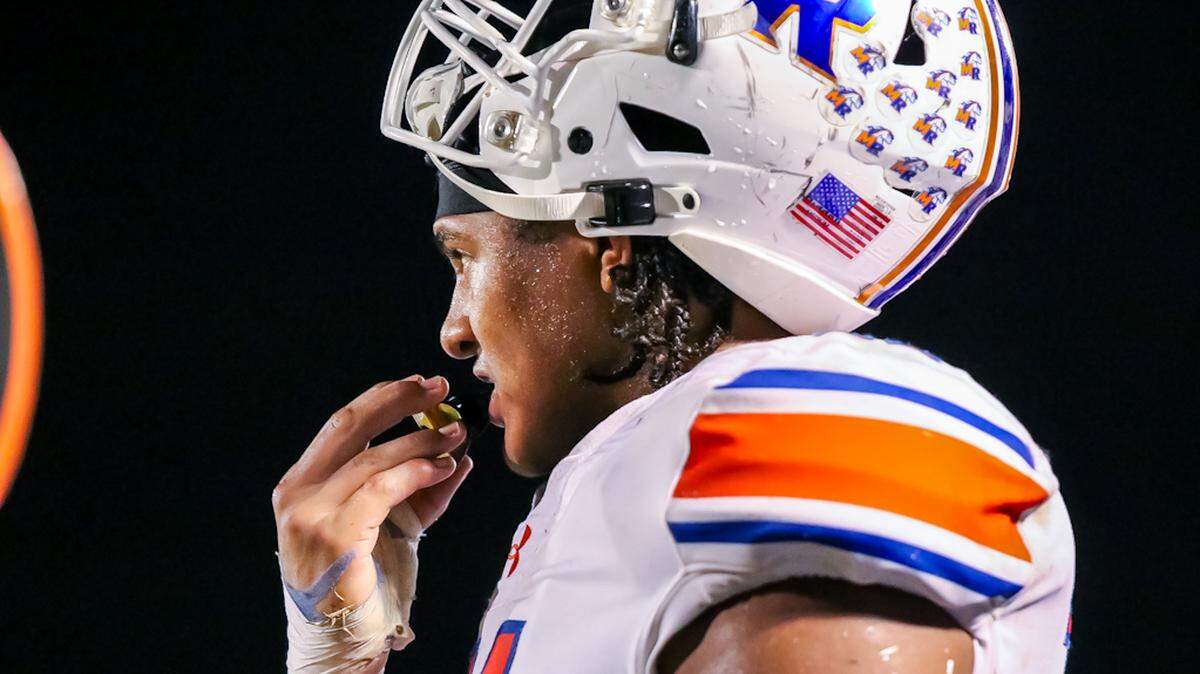 Marvin Ridge player looks onto the field as Lake Norman Charter pulls ahead