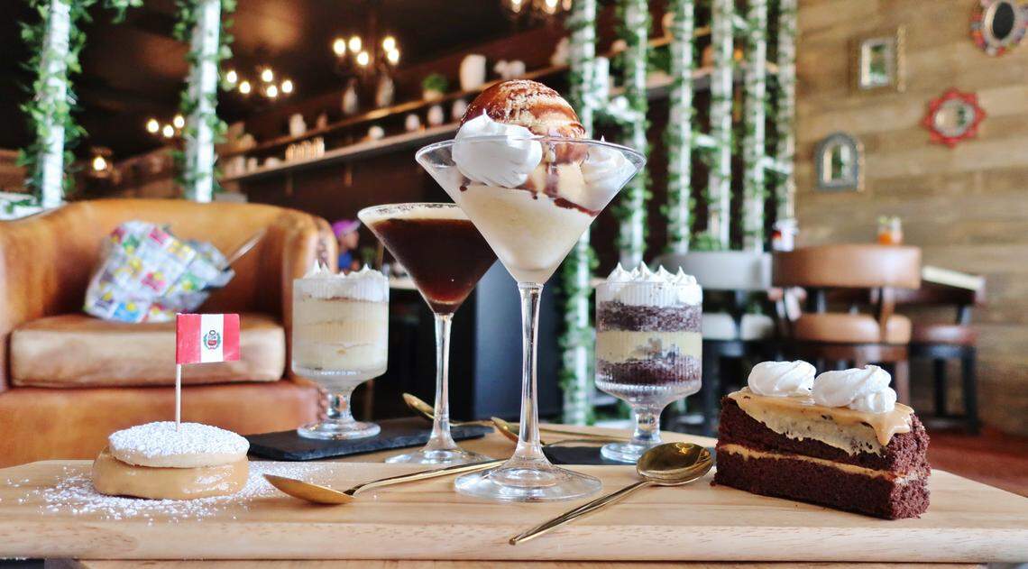 The lineup of desserts at Lola Ceviche & Tapas includes Alfajores, Algarrobina & Cafe Creme Brulee, Dulce De Lola and other sweet treats.