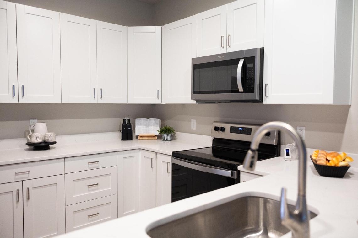 The kitchen in one of the Lincoln Street Townhomes in Concord, N.C., on Tuesday, January 14, 2025.