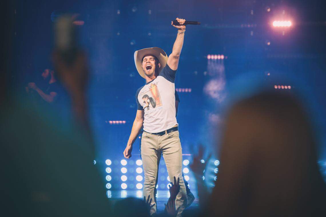 Dustin Lynch, one of the opening acts for Thomas Rhett’s ‘Very Hot Summer’ tour, got the crowd dancing at PNC Music Pavilion on Friday night.