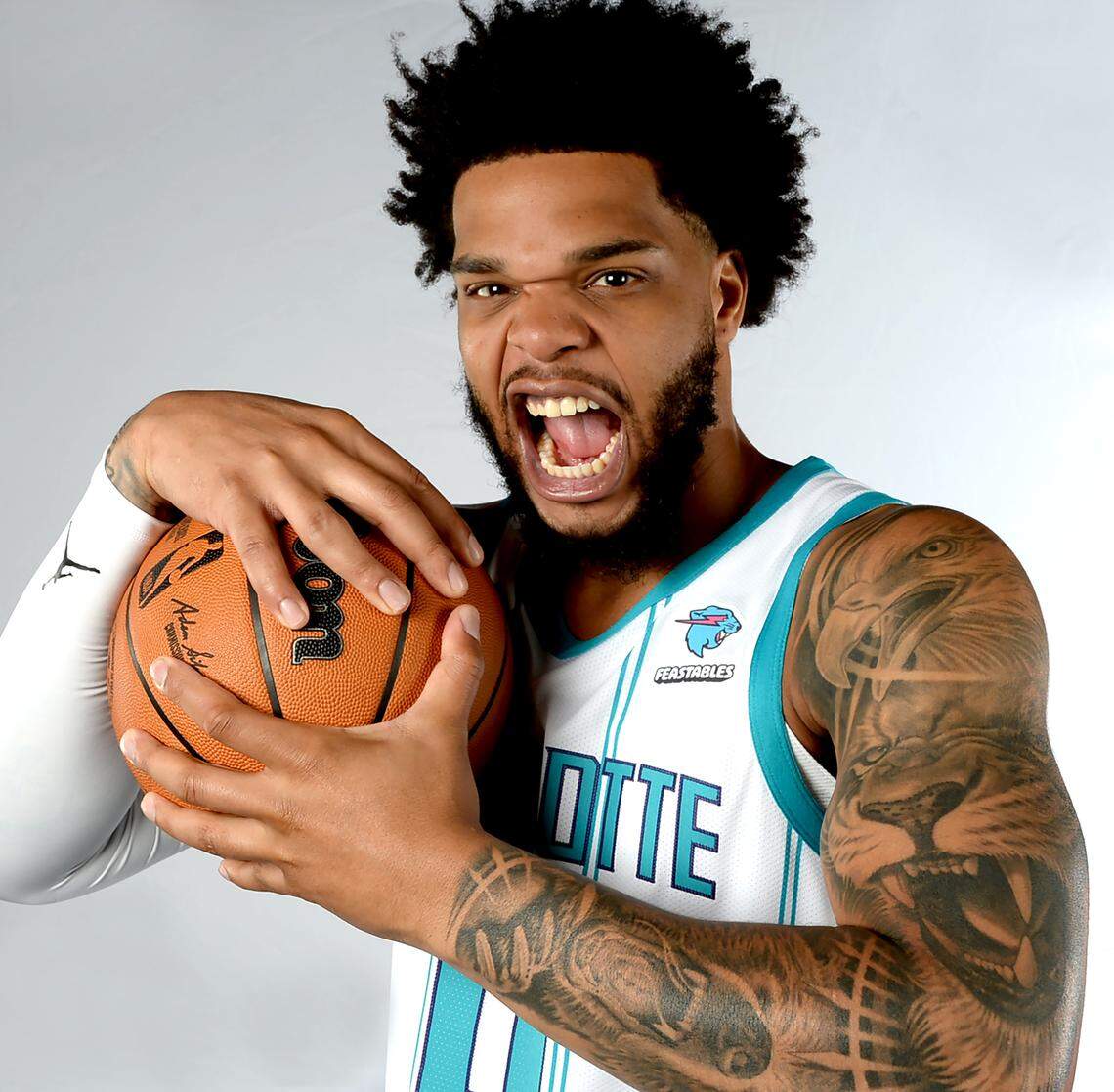 Charlotte Hornets forward Miles Bridges during the team’s media day on Monday, October 2, 2023 at Spectrum Center in Charlotte, NC.