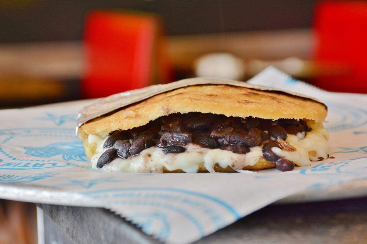 Arepa with black beans and cheese, from Sabor’s secret menu.