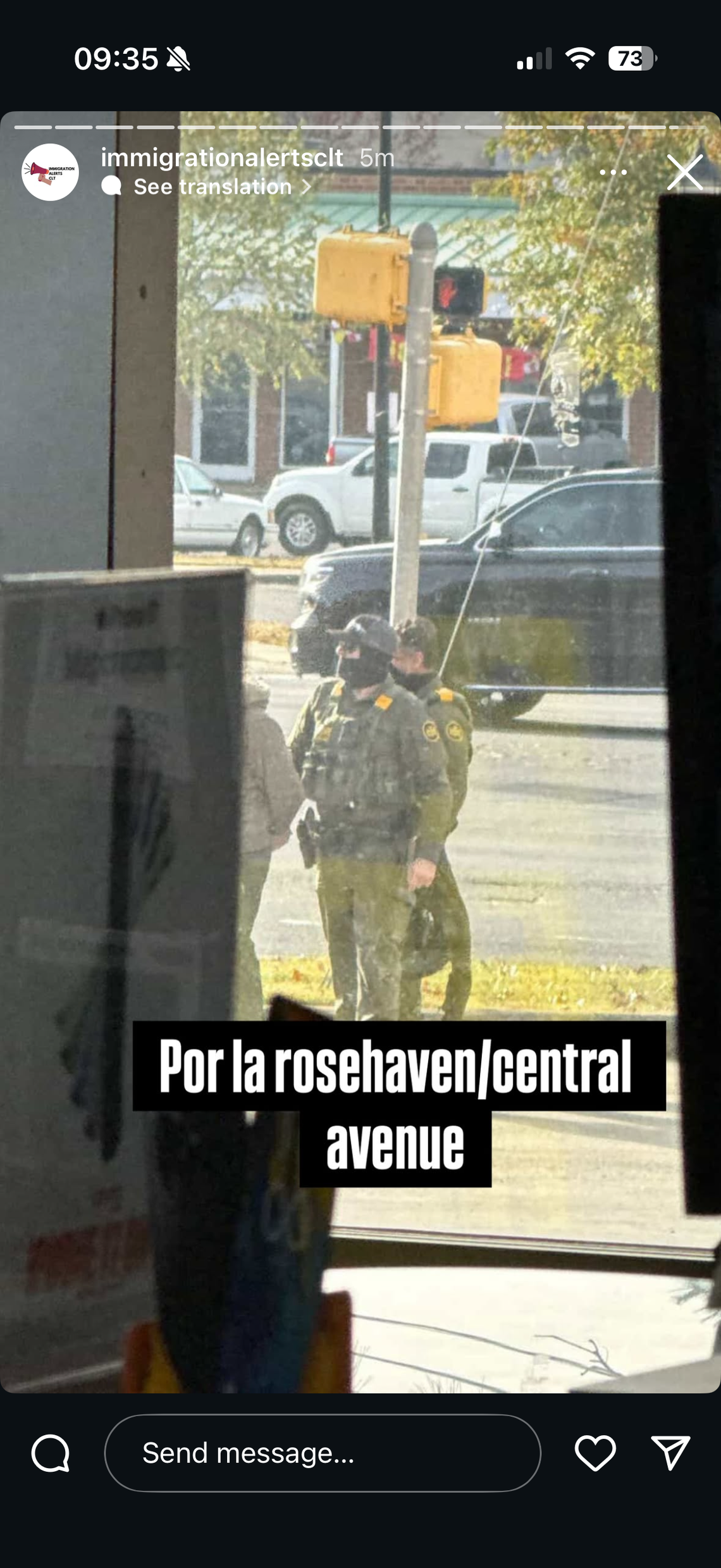 In the heart of Charlotte’s immigrant community, a photograph posted on social media at 9:30 a.m. Saturday, Nov. 15, 2025, by Immigration Alerts CLT appeared to show two federal agents behind a man with his hands behind his back at Rosehaven Drive and Central Avenue.
