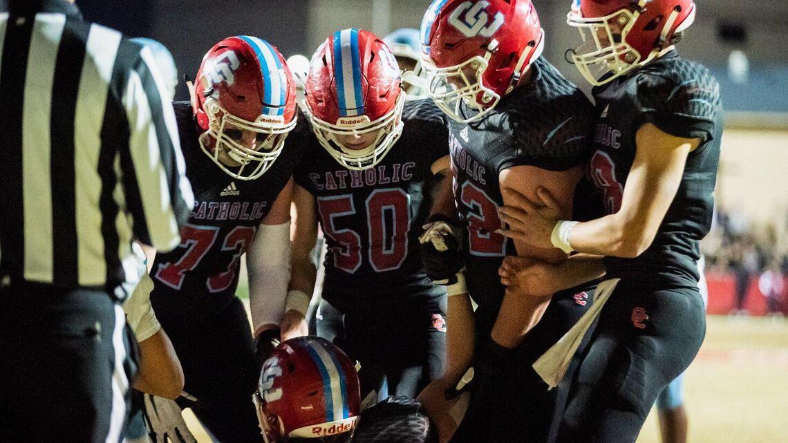 Charlotte Catholic dominates West Rowan in third round of 3A football playoffs