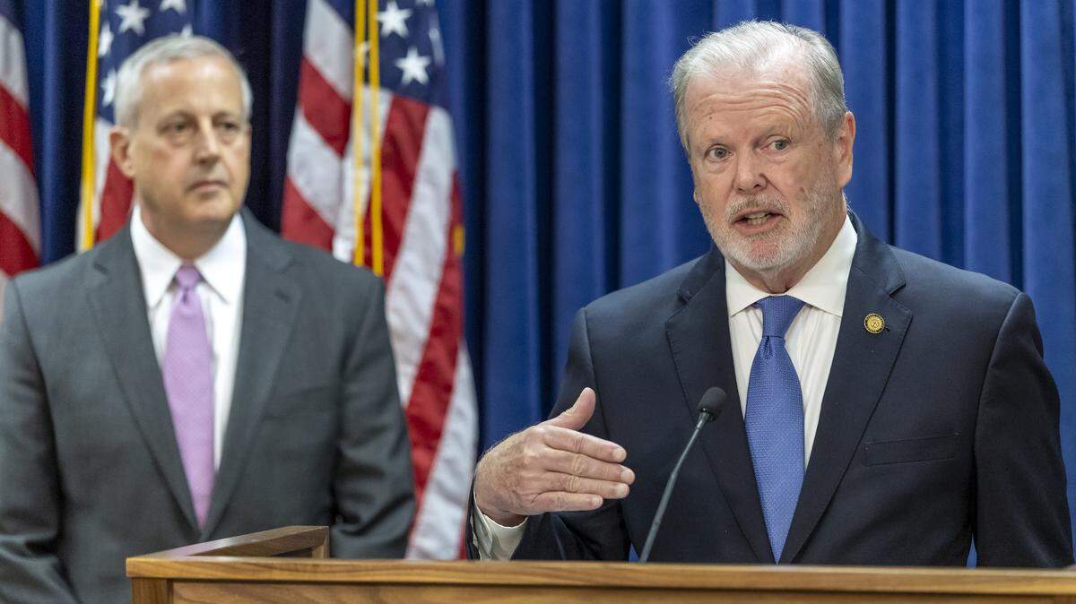 North Carolina Senator Phil Berger addresses the murder of Iryna Zarutska in Charlotte, N.C., during a press briefing on Thursday, September 11, 2025 at the General Assembly in Raleigh, N.C. Zarutska was killed on August 22, 2025 aboard Charlotte’s Lynx light rail.