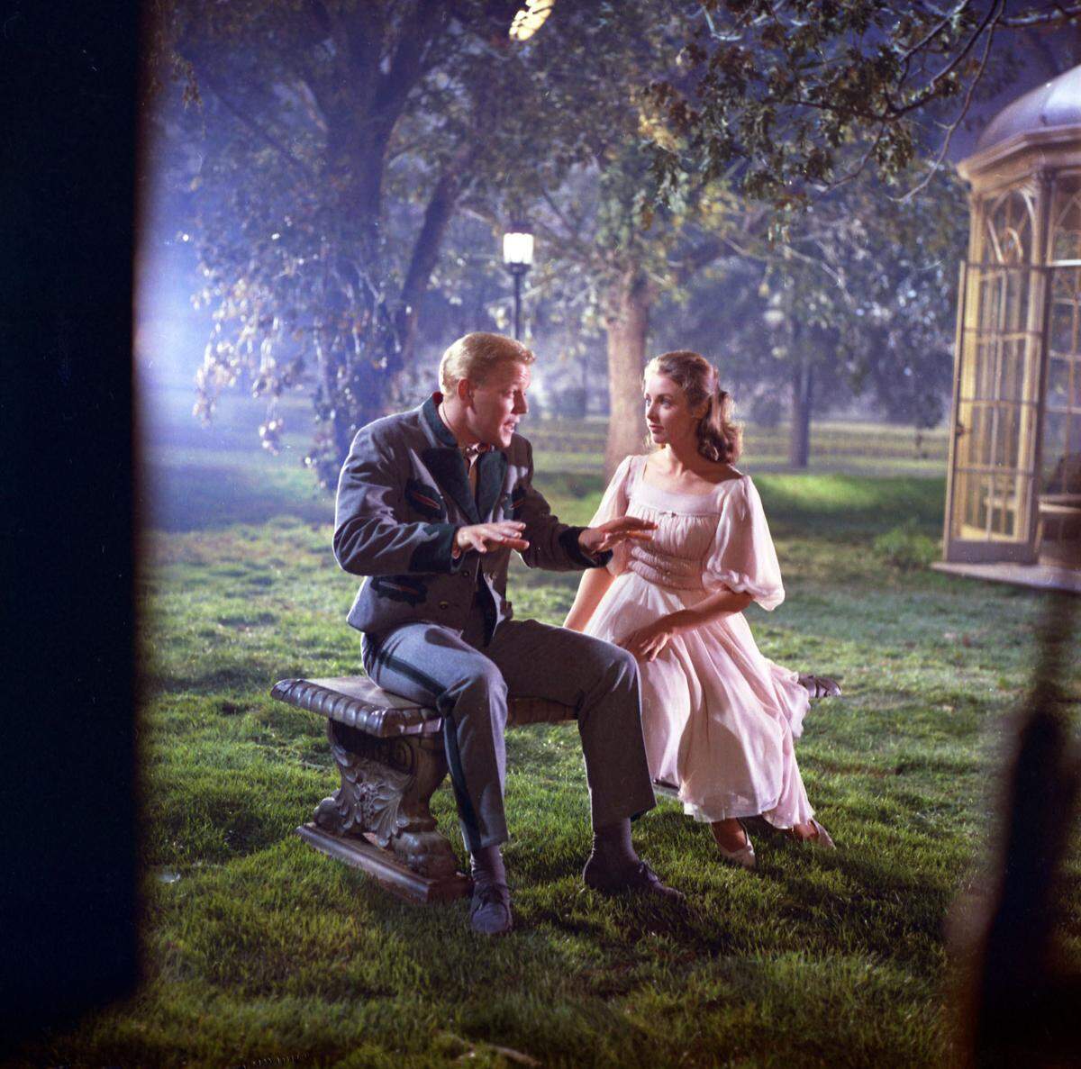 Daniel Truhitte plays Rolf and Charmian Carr is Liesl in “The Sound of Music.” They sang the famous duet, “Sixteen Going on Seventeen” at the gazebo.