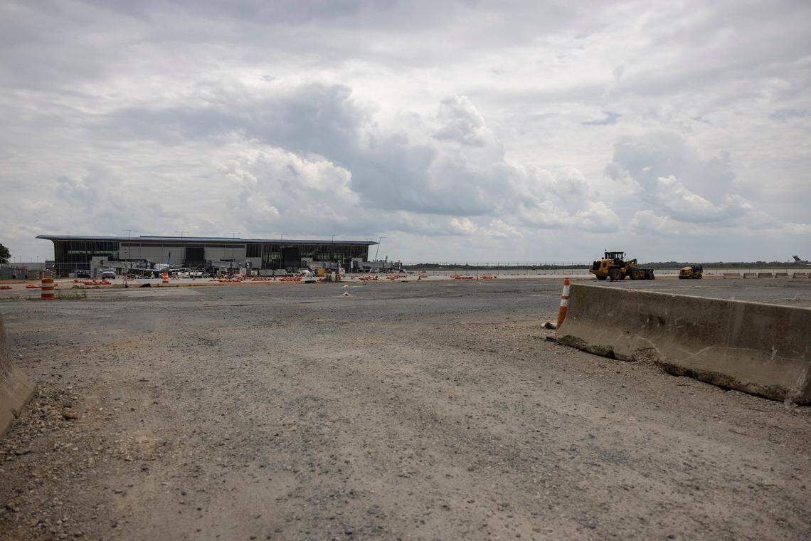 Construction site of the expansion of Concourse A at Charlotte Douglas International Airport.