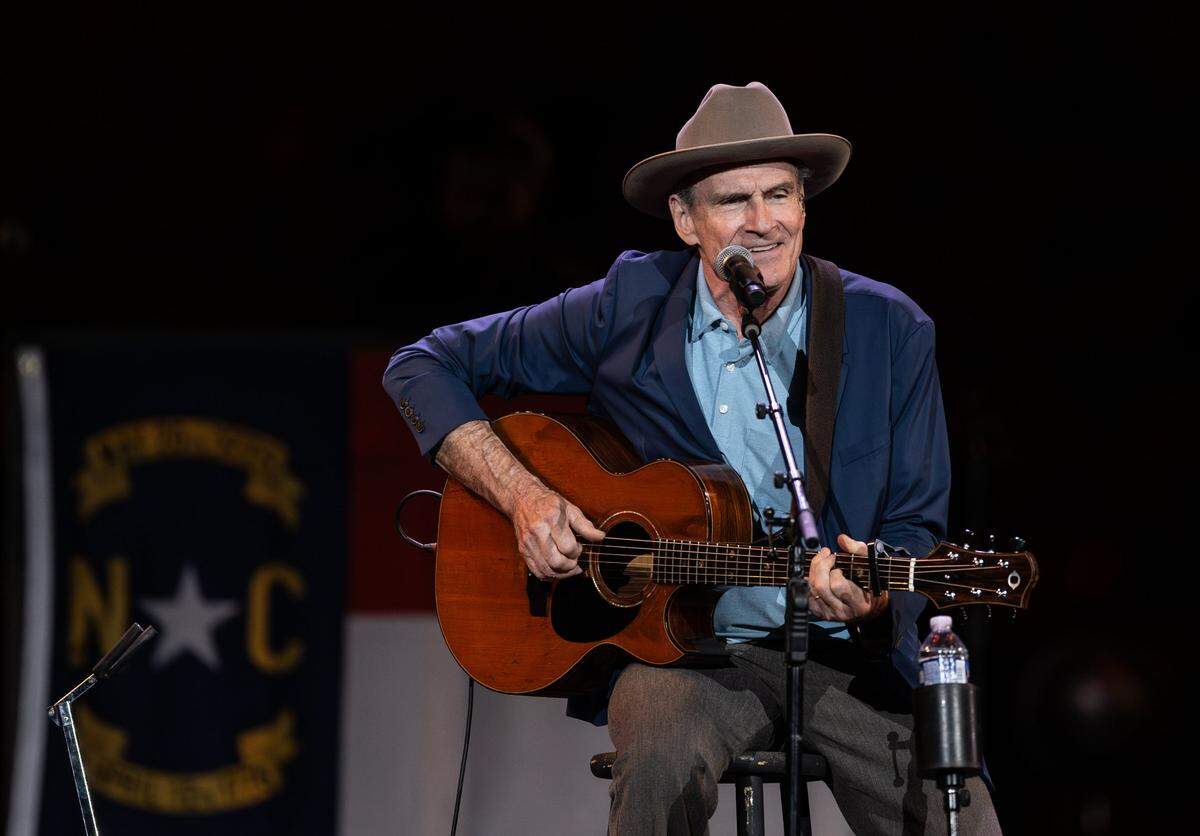 James Taylor performs during Concert for Carolina in Charlotte, N.C. on Saturday, October 26, 2024.