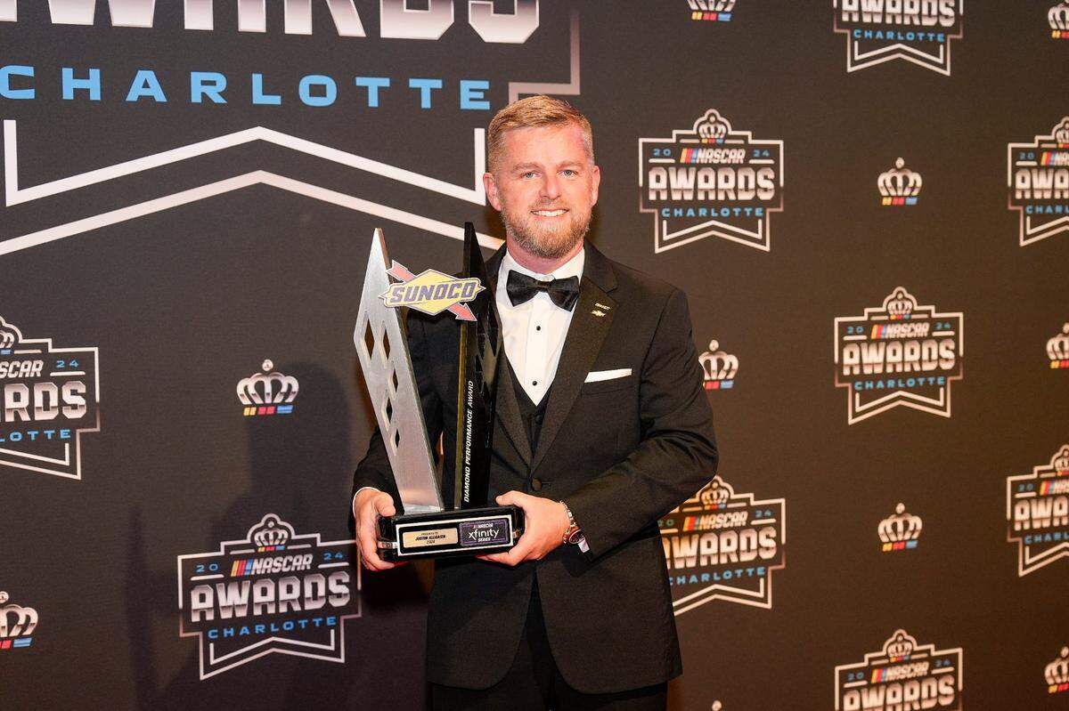Xfinity champ Justin Allgaier during the NASCAR Awards Banquet at Charlotte Convention Center.