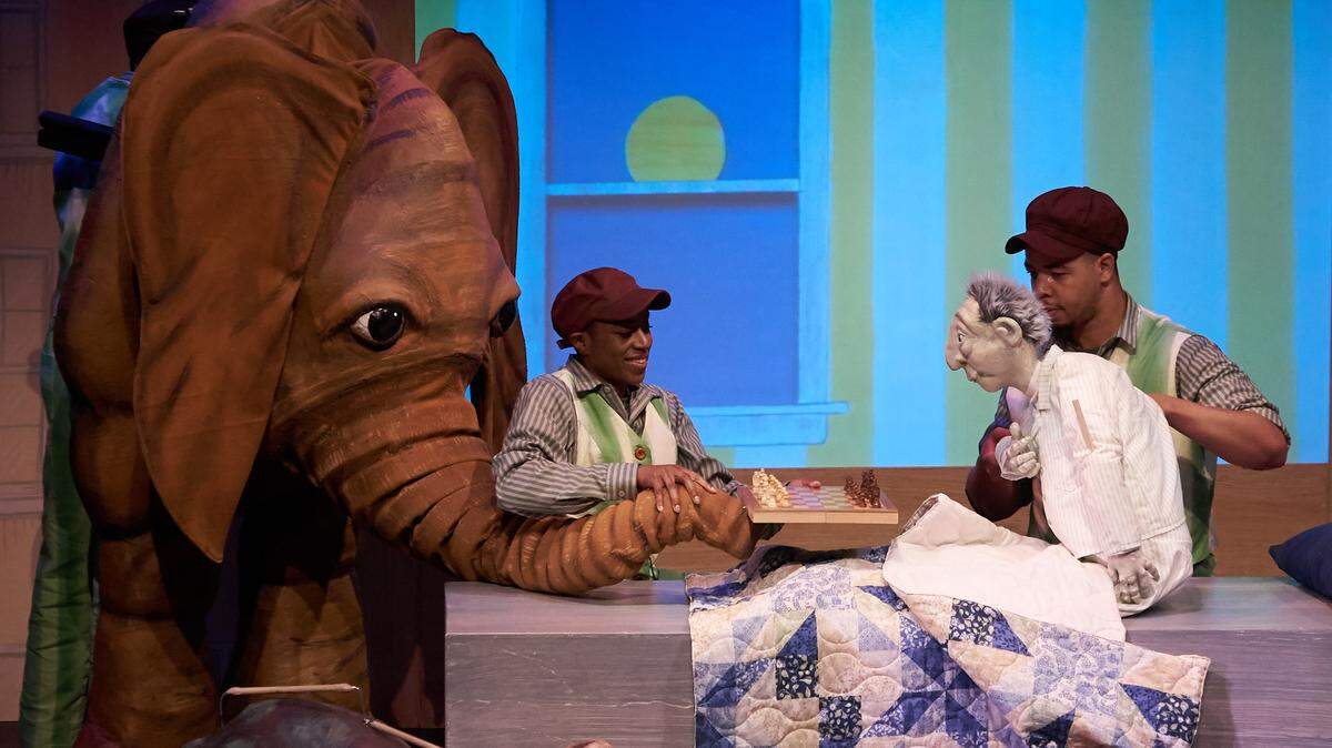 Amos McGee’s animal friends leave the zoo where he’s a caretaker to visit him when he’s ill in “A Sick Day for Amos McGee,” playing at ImaginOn through Sept. 1.