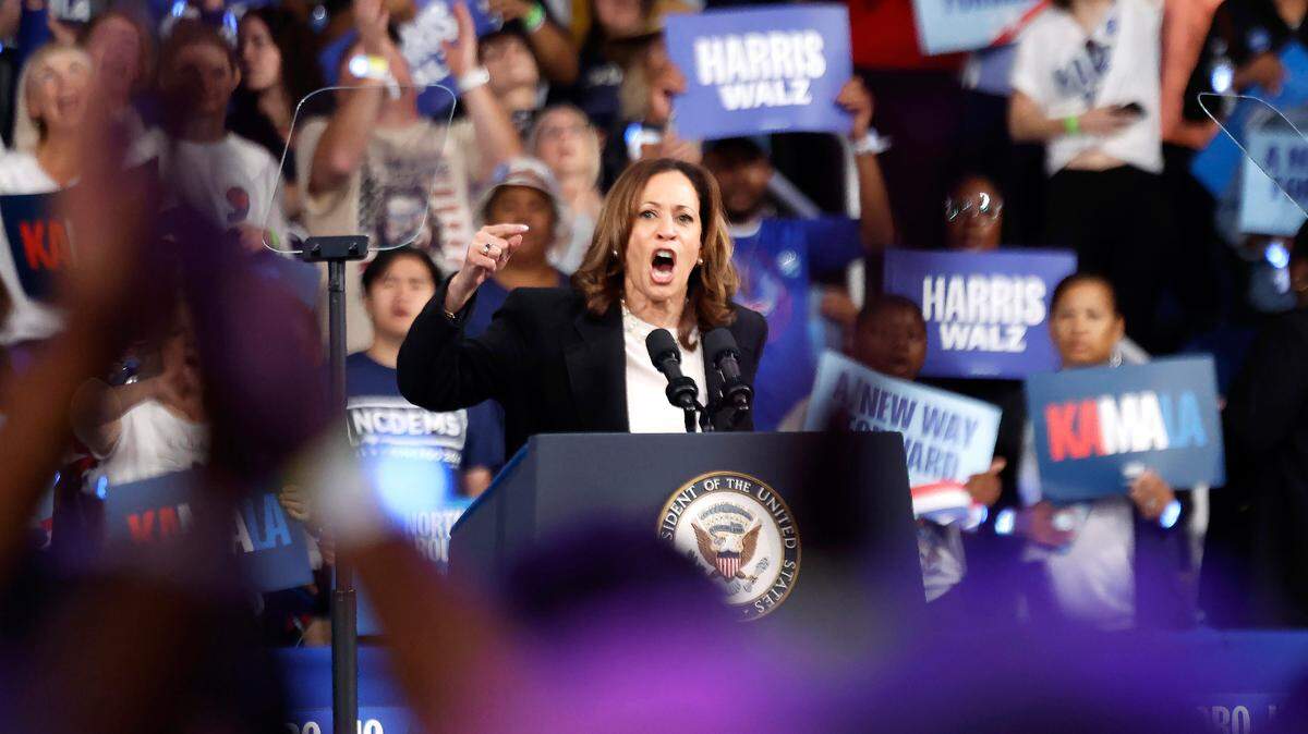 Vice President and democratic nominee for president Kamala Harris speaks during a rally at the Greensboro Coliseum in Greensboro, N.C., Thursday, Sept. 12, 2024.
