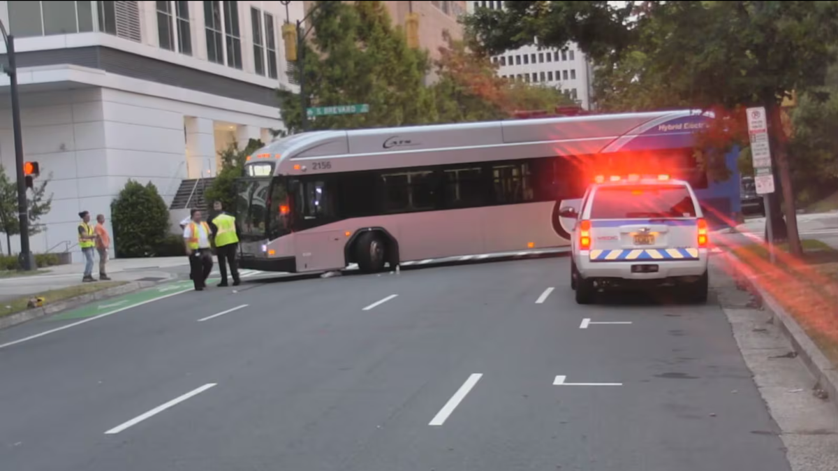 A pedestrian was hit by a CATS bus in uptown Charlotte early Tuesday morning.
