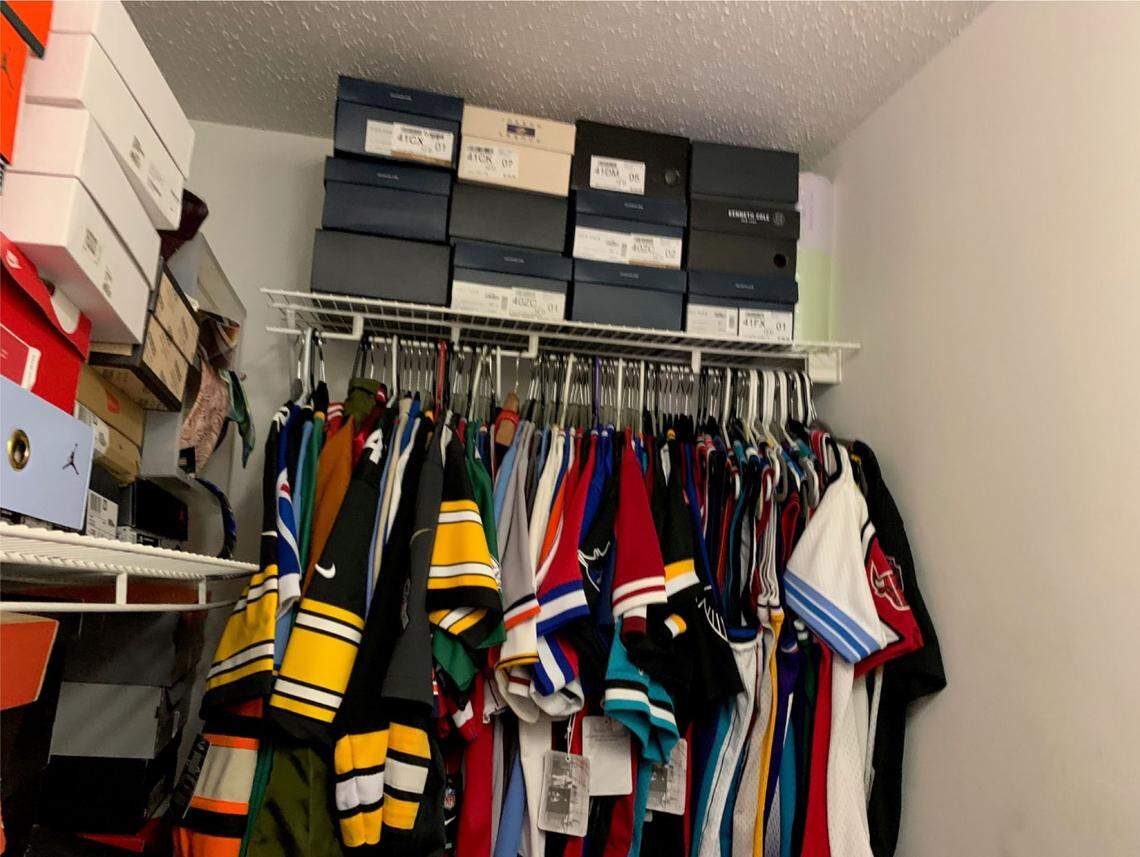 Along with buying at least 565 pairs of shoes, Charles Brown and his conspirators used a stolen credit card number to purchase computers, tablets, cell phones and a variety of sports jerseys. Some were found with the price tags still on. 