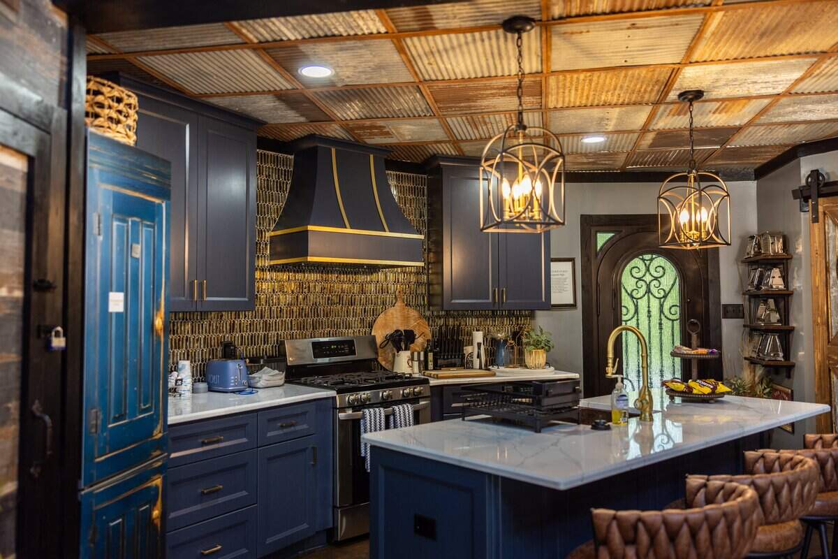The kitchen in Tom and Betty Flohr's silo converted into a short term rental property in Lincolnton, N.C.