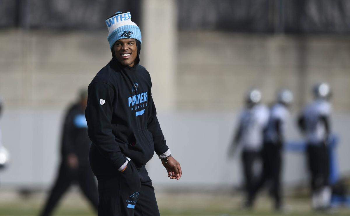 Carolina Panthers quarterback Cam Newton (1) watches practice as he walks along the field on Wednesday, December 19, 2018. The Carolina Panthers announced today that Newton will sit for the next game, and possibly the remaining games of the season in favor of Taylor Heinicke.
