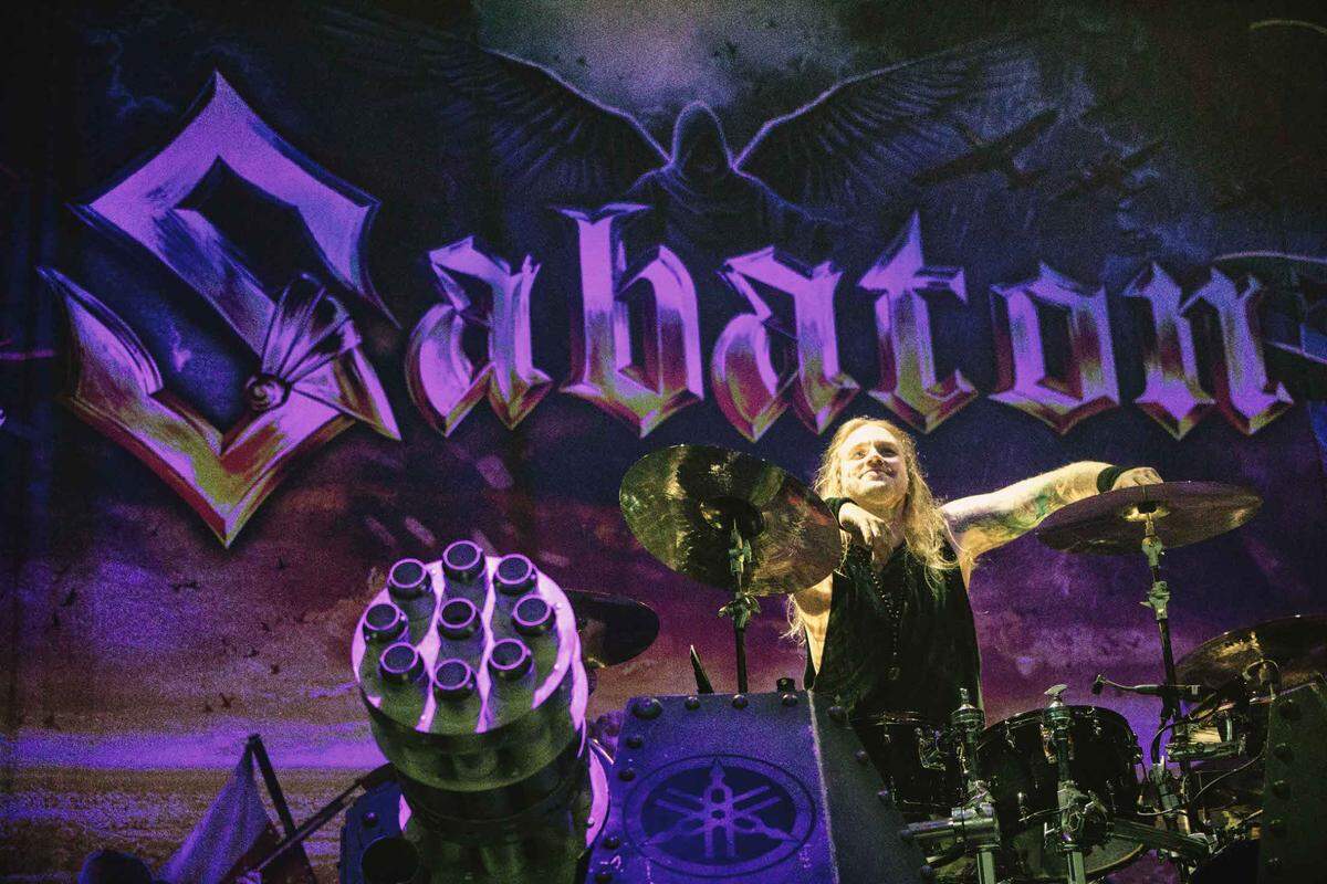 Sabaton performs at PNC Music Pavilion in Charlotte on Tuesday night.