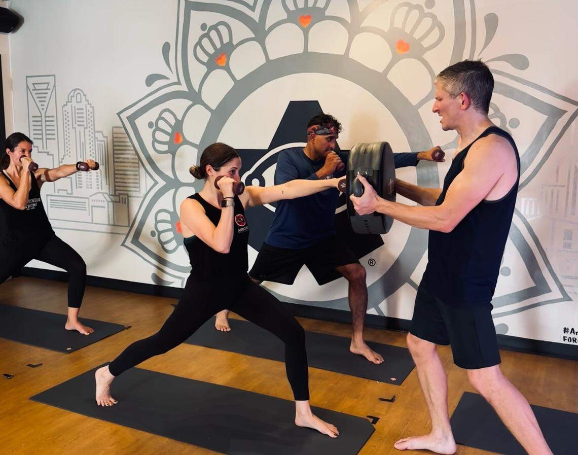 Arrichion Hot Yoga’s MMA Yoga workout.