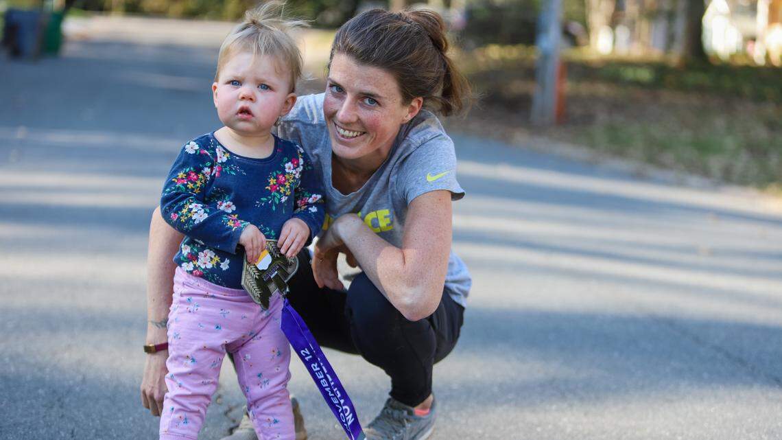 Says Erin Del Giudice, photographed with her 1-year-old daughter Emma: “It’s just a gift to be able to run at all. Because for so long, my mind fought against letting me just run and be happy with it.”