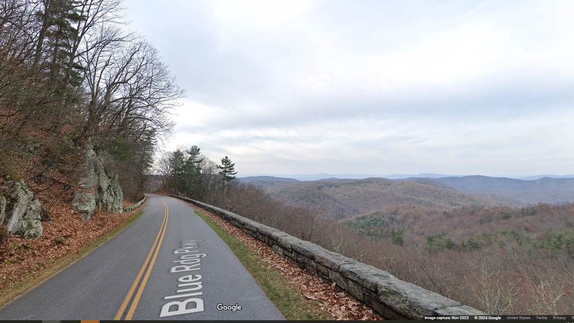 This image is from the Virginia section of the Blue Ridge Parkway, where the hiker from India died of a cardiac arrest, park officials say.