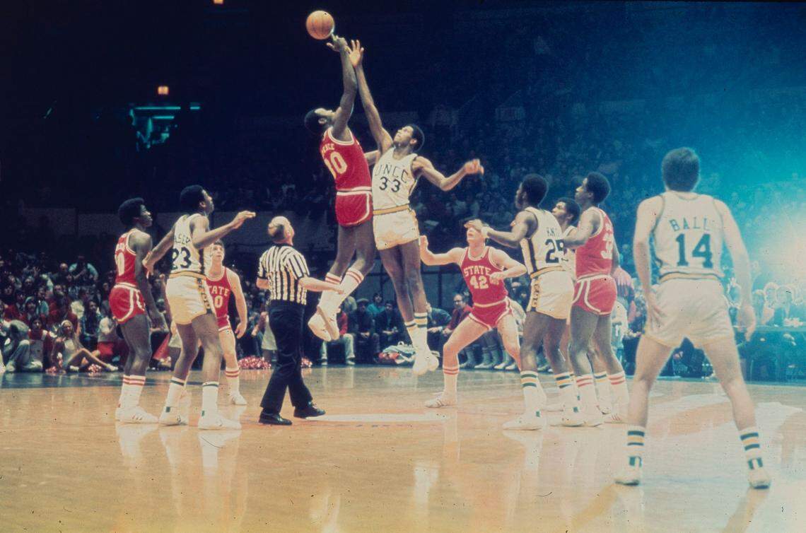 Cedric “Cornbread” Maxwell fights for a jump ball against N.C. State in the 1976 NIT. The 49ers won the game, but lost to Kentucky in the NIT final that year in New York. Still, the run gave the team some momentum going into the 1977 Final Four season and showed Maxwell he was one of the best players in the nation at the time.