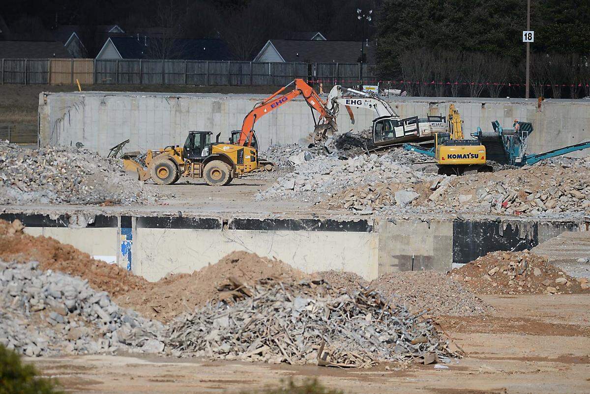 Workers continue demolish Eastland Mall in east Charlotte Thursday, February 20, 2014.