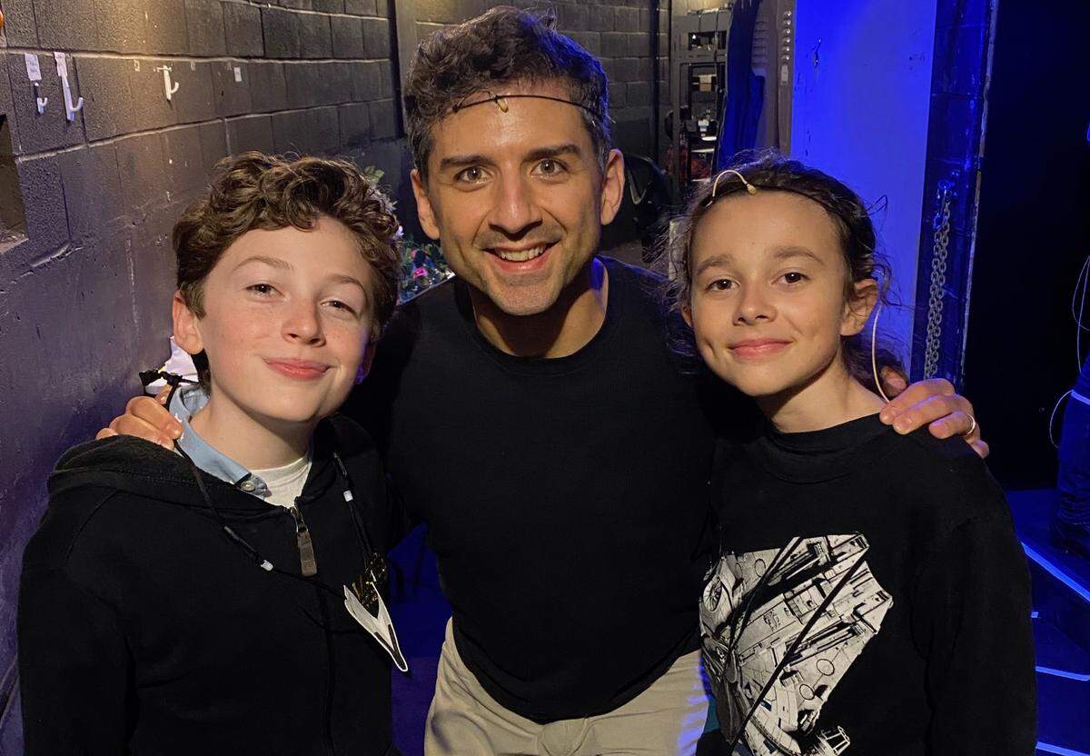 “Fying over Sunset” actors Patrick Scott McDermott, left; Tony Yazbeck, center; and Atticus Ware all play Cary Grant in the show. Yazbeck plays the adult Cary Grant, while Ware plays the young Cary Grant, known as Archie Leach. McDermott is Ware’s understudy.