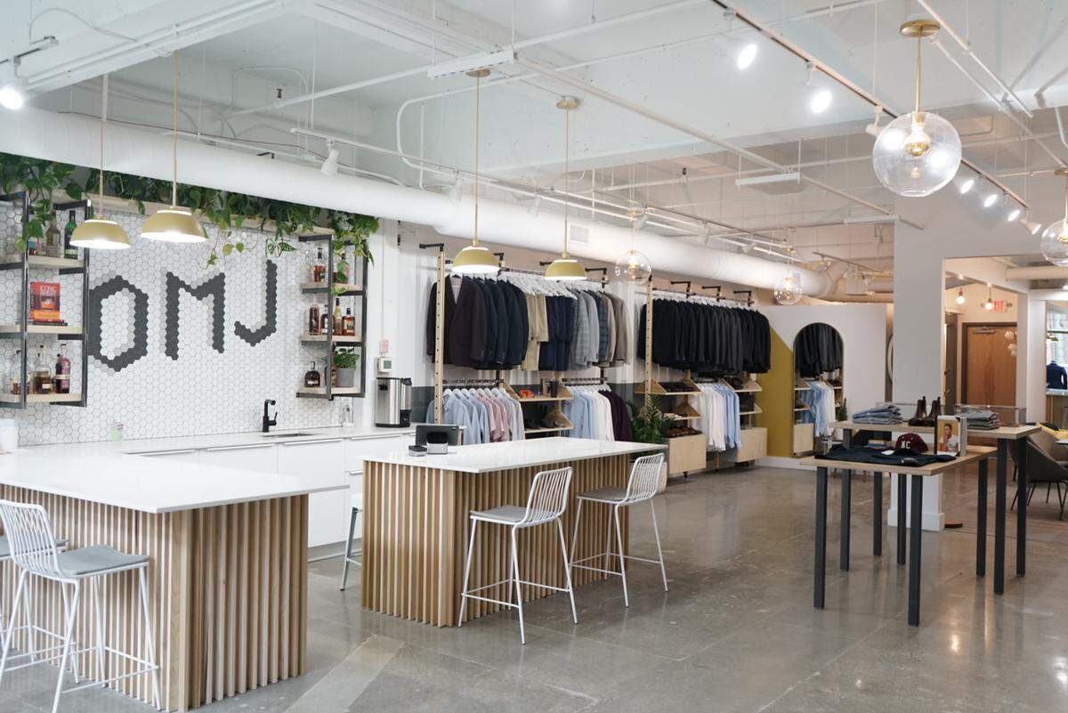 Filipe Ho and Bradley Rhyne of menswear clothing company OMJ&nbsp;opened a showroom in South End’s Design Center of the Carolinas after a COVID-19 related delay. 