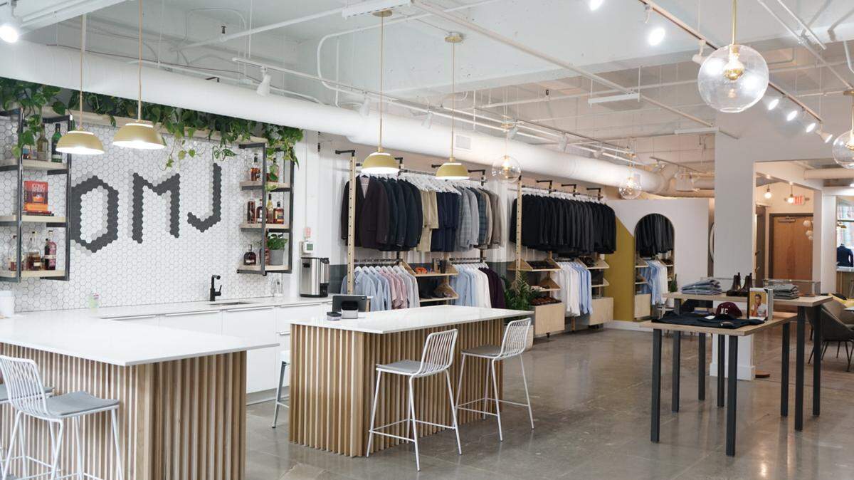 Filipe Ho and Bradley Rhyne of menswear clothing company OMJ have opened a showroom in South End’s Design Center of the Carolinas after a COVID-19 related delay. They own OLE MASON JAR and Mason Custom.