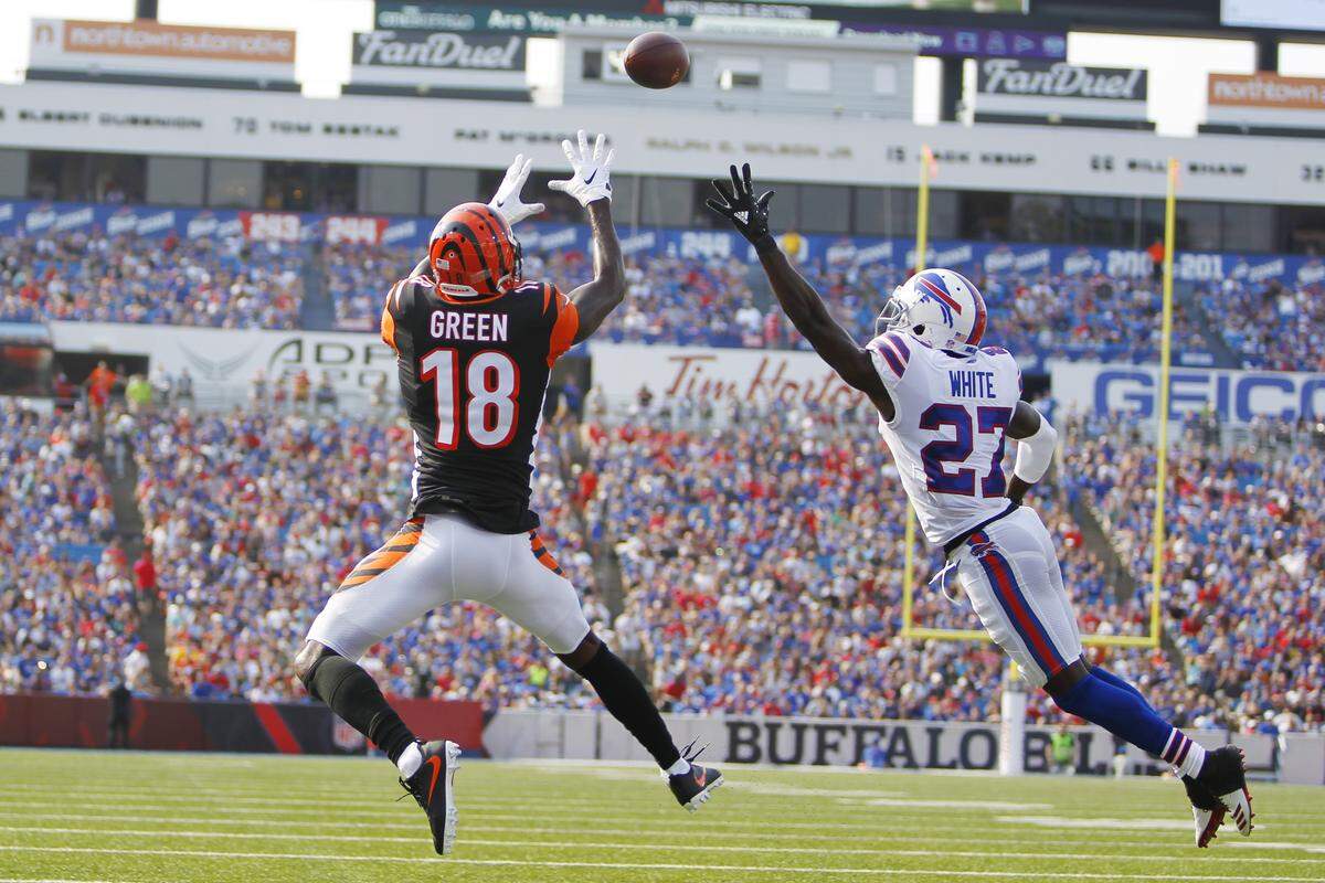 Cincinnati's A.J. Green (18) is one of the league's best receivers, and how the Panthers are able to defend him will reveal a lot about the team's secondary.